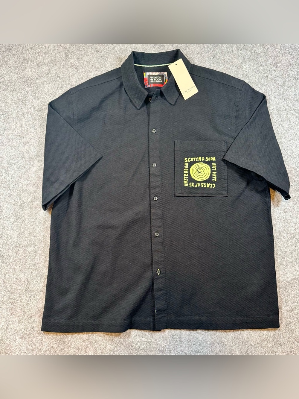 Scotch & Soda Amsterdam Black Short Sleeve Button-Down Shirt – Size XL – NWT